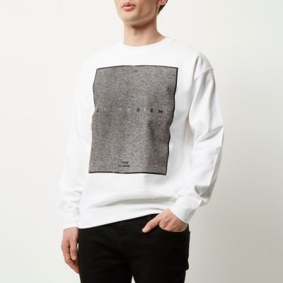 White carpe diem print sweatshirt